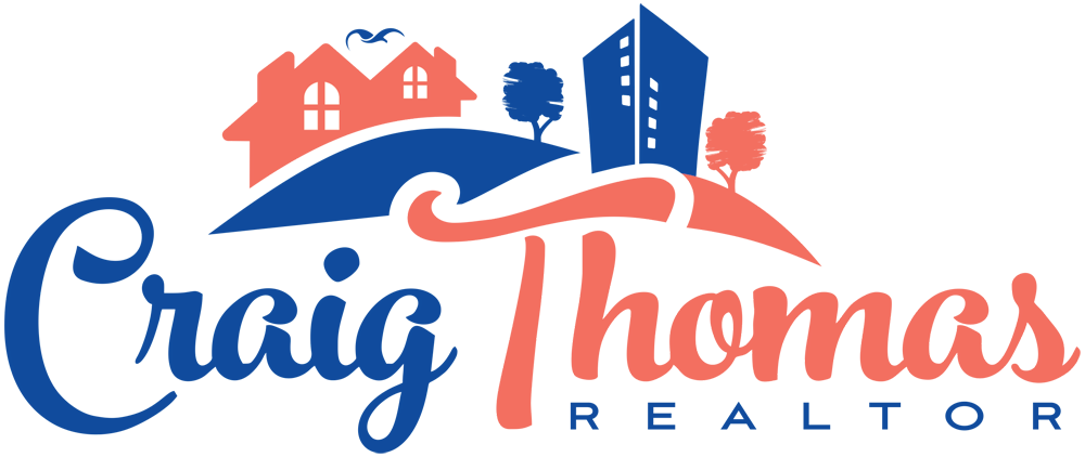 This is the logo for Craig Thomas Realtor. It has his name across the bottom. The top part shows a neighborhood pic and a skyscraper pic. This represents that Craig sell in both a neighborhood and a downtown